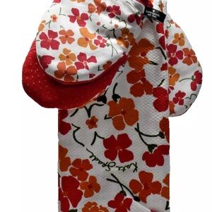 Kate Spade Red and Orange Floral Kitchen Set